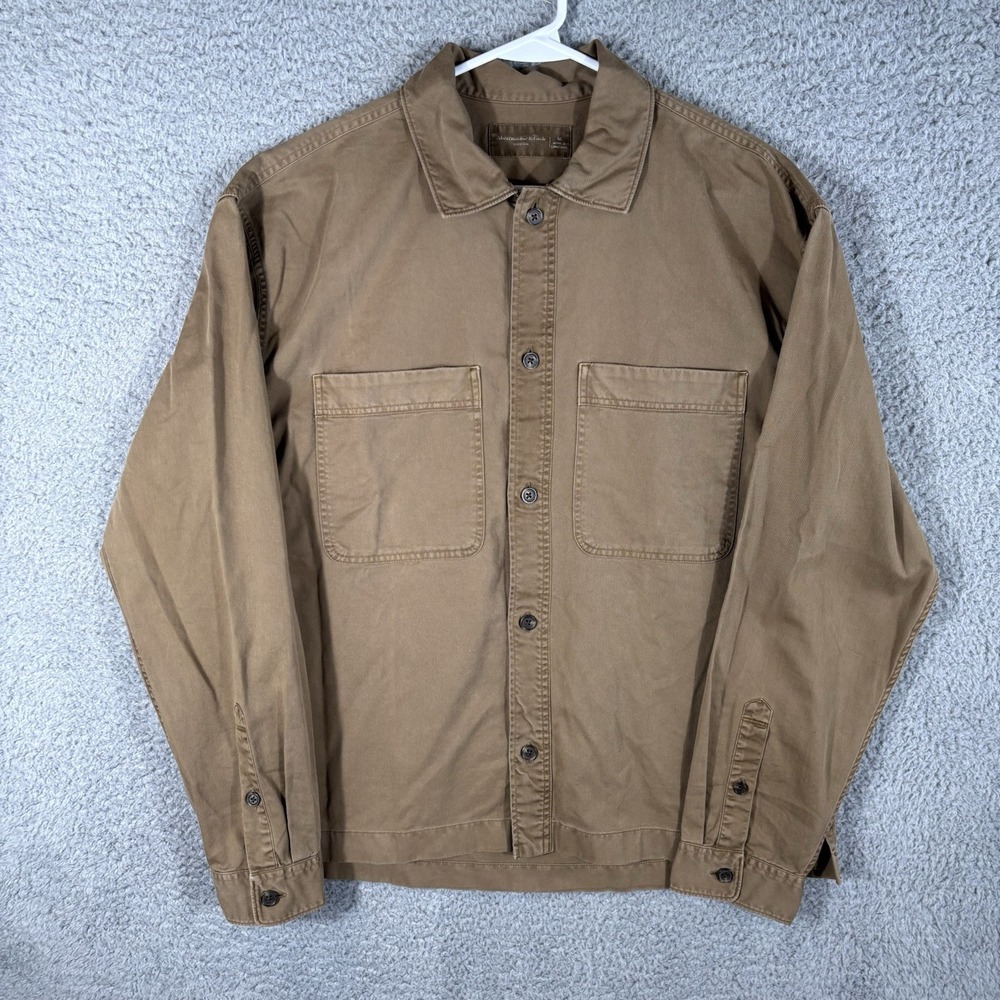 Abercrombie & Fitch Work Shirt Mens M Brown Stretch Heavy Canvas Twill Shacket